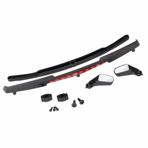 Traxxas Mirrors side black (left right)/ mirror retainers (2)/ spoiler black/ spoiler retainer (1)/ 1.6x5 BCS (self-tapping) (3)/ 2.6x8 BCS (self-tapping) (2) (fits 8386 body)