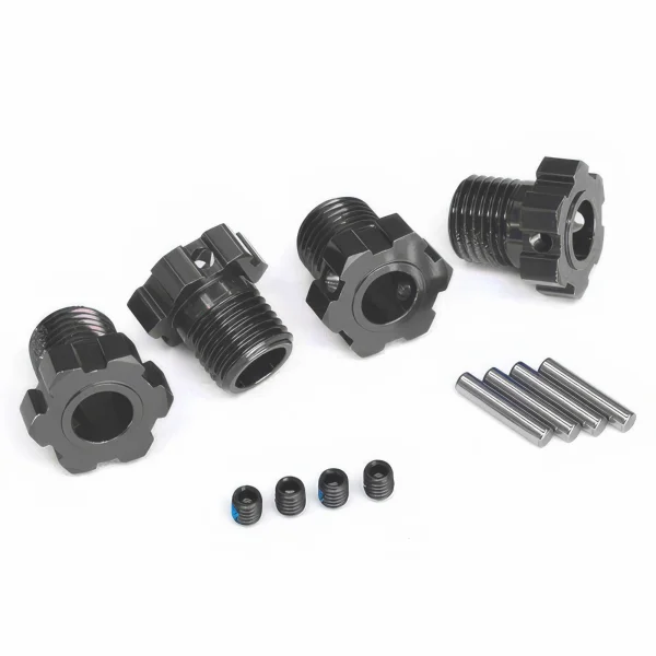 Traxxas Wheel hubs, splined, 17mm (gray-anodised) (4)/ 4x5 GS (4), 3x14mm pin (4)