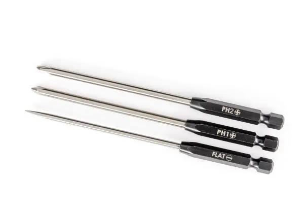 Traxxas Speed Bit Set, screwdriver, 3 Piece straight (3mm slotted, 1 Phillips, and 2 Phillips bits), 1/4 drive &mdash; image 2 of 2