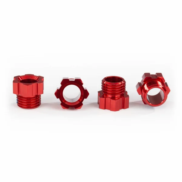 Traxxas Aluminium Stub Axle Nut, Red (4 pcs)