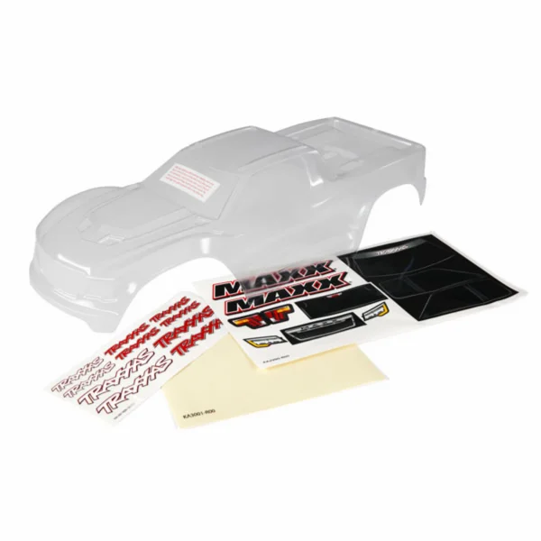 Traxxas Body, MAXX (clear, untrimmed, requires painting) / window masks / decal sheet