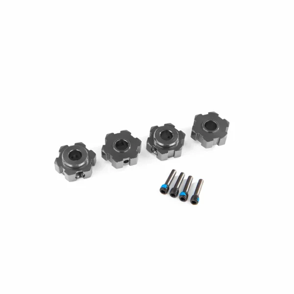 Traxxas Wheel hubs, hex, aluminium (gray-anodised) (4)/ 4x13mm screw pins (4)