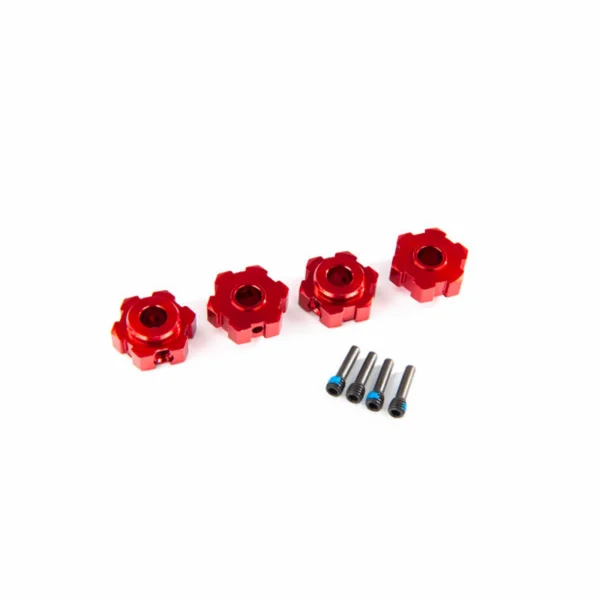 Traxxas Wheel hubs, hex, aluminium (red-anodized) (4) / 4x13mm screw pins (4)