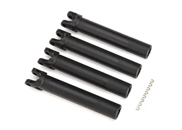 Traxxas Half shafts, outer (extended, front or rear) (4)/ e-clips (8) (for use with 8995 WideMaxx suspension kit) — image 2 of 2