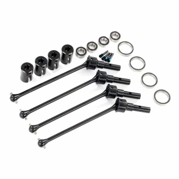Traxxas Driveshafts, steel constant-velocity (assembled), front or rear (4) (for use with 8995 WideMaxx suspension kit) (requires 8654 series 17mm splined wheel hubs and 7758 series 17mm nuts for a complete set)