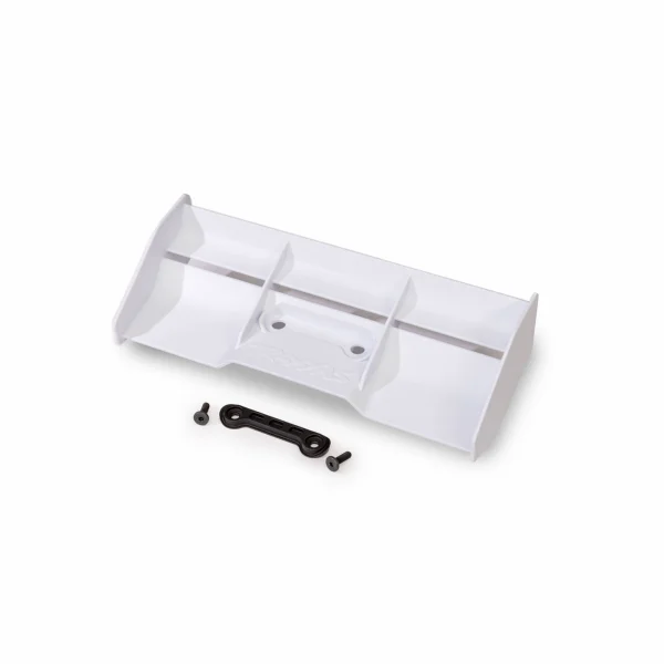 Traxxas Wing, race, low profile (white)/ wing washer/ 4x12mm FCS (2)