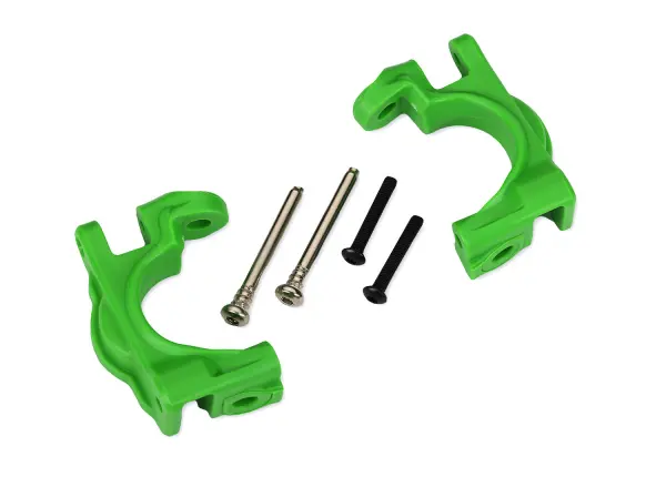 Traxxas Caster blocks (c-hubs), extreme heavy duty, green (left + right)/ 3x32mm hinge pins (2)/ 3x20mm BCS (2) (for use with 9080 upgrade kit) &mdash; image 2 of 2