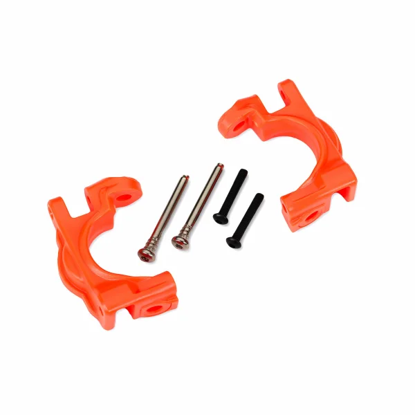 Traxxas Caster blocks (c-hubs), extreme heavy duty, orange (left + right)/ 3x32mm hinge pins (2)/ 3x20mm BCS (2) (for use with 9080 upgrade kit)
