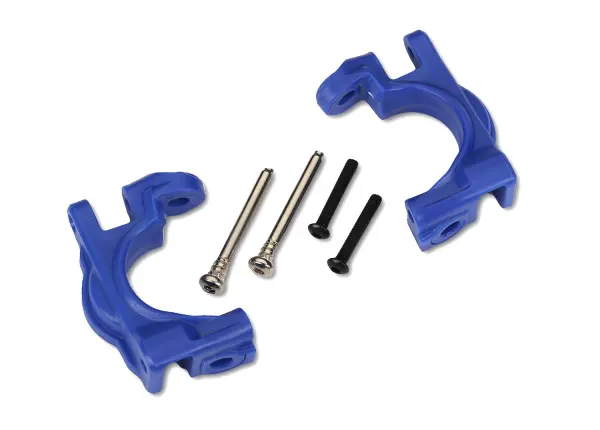 Traxxas Caster blocks (c-hubs), extreme heavy duty, blue (left + right)/ 3x32mm hinge pins (2)/ 3x20mm BCS (2) (for use with 9080 upgrade kit) &mdash; image 2 of 2