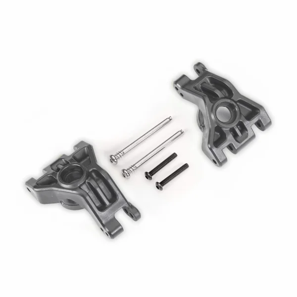 Traxxas Carriers, stub axle, rear, extreme heavy duty, gray (left + right)/ 3x41mm hinge pins (2)/ 3x20mm BCS (2) (for use with 9080 upgrade kit)