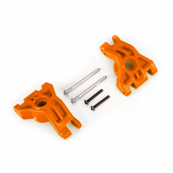 Traxxas Carriers, stub axle, rear, extreme heavy duty, orange (left + right)/ 3x41mm hinge pins (2)/ 3x20mm BCS (2) (for use with 9080 upgrade kit)