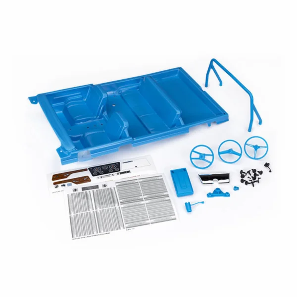 Traxxas Interior, Chevrolet Blazer (1969 -1972) (blue) (includes rollbar, gauge bezel, steering wheel and column, shifter, armrest, decals) (fits 9111, 9112, 9130, or 9131 series bodies) (9111 or 9112 series bodies require 9128 body cage