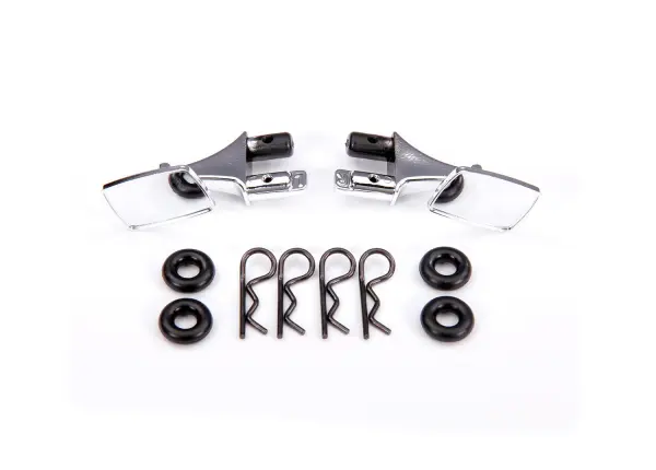 Traxxas Mirrors, side, chrome (left + right)/ o-rings (4)/ body clips (4) (fits 9111 body) — image 2 of 2