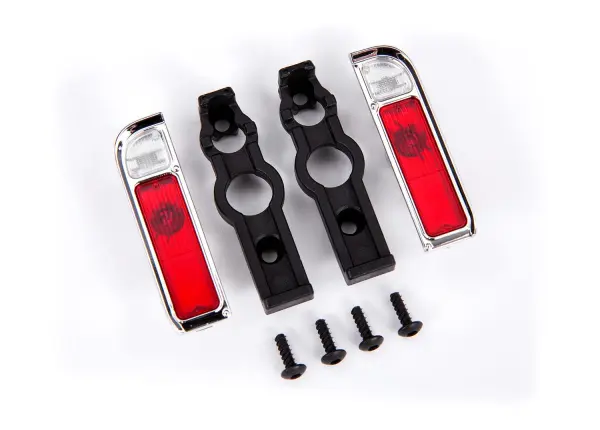 Traxxas Tail light housing, chrome (2)/ lens (2)/ retainers (left + right)/ 26x8 BCS (self-tapping) (4) — image 2 of 2