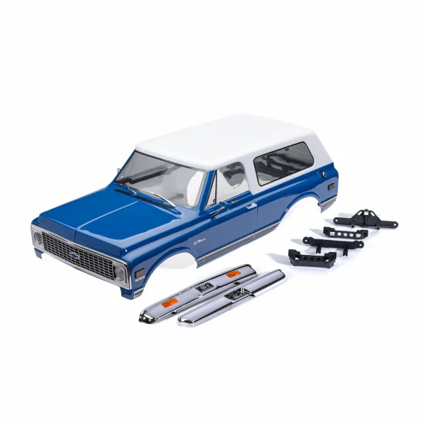 Traxxas Body, Chevrolet Blazer (1972), complete, blue + white (painted) (includes grille, side mirrors, door handles, windshield wipers, front + rear bumpers, clipless mounting) (requires 8072X inner fenders)