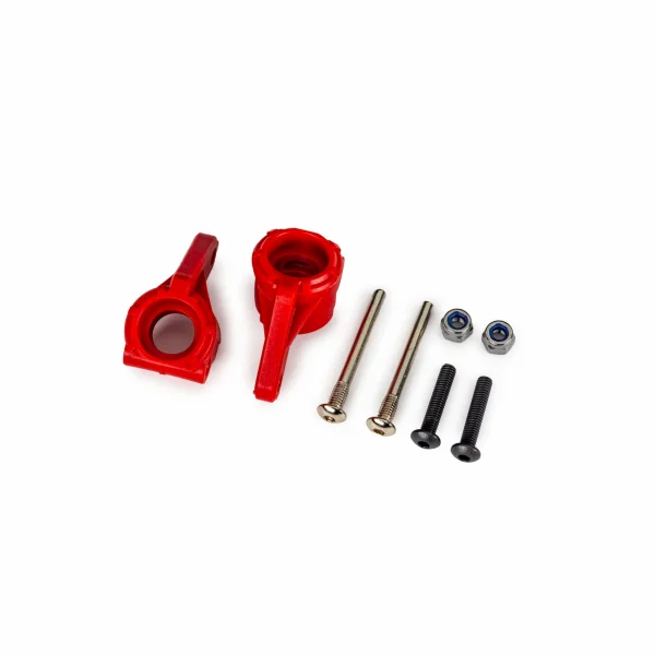 Traxxas Steering blocks, extreme heavy duty, red (left + right)/ 3x26mm hinge pins (2)/ 3x15mm BCS (2) (for use with 9180, 9181, 9182 upgrade kit)