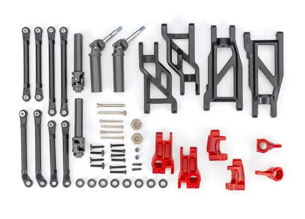 Traxxas Outer Driveline + Suspension Upgrade Kit, extreme heavy duty, red (fits Rustler 2WD or Stampede 2WD) &mdash; image 2 of 2