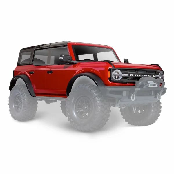 Traxxas Body, Ford Bronco (2021), complete, red (painted) (includes grille, side mirrors, door handles, fender flares, windshield wipers, spare Tyre mount, + clipless mounting) (requires 8080X inner fenders)