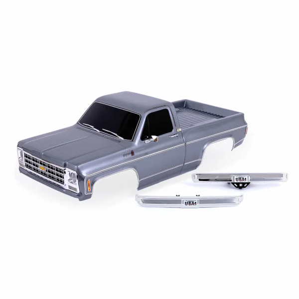 Traxxas Body, Chevrolet K10 Truck (1979), complete, silver (painted, decals applied) (includes grille, side mirrors, door handles, windshield wipers, front + rear bumpers, clipless mounting) (requires 9288 inner fenders)