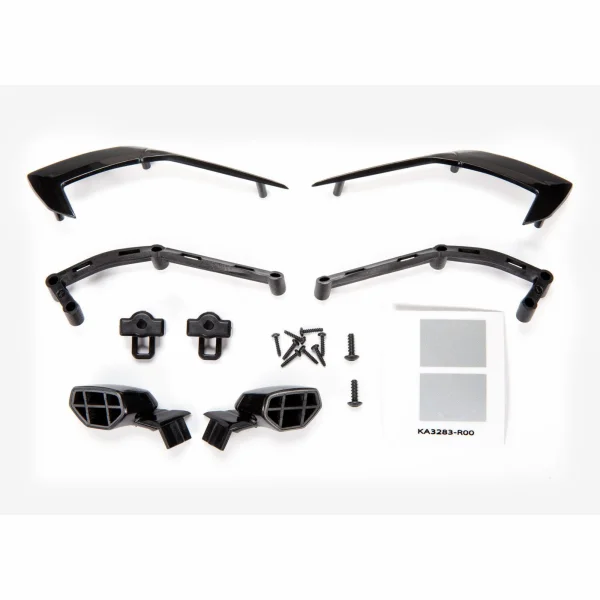 Traxxas Mirrors, side (left + right)/ mounts (left + right)/ trim, side (left + right)/ trim mounts (left + right)/ 26x8mm BCS (2)/ 16x7mm BCS (8)