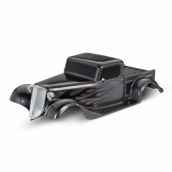 Traxxas Body, Factory Five 35 Hot Rod Truck, complete (graphite) (painted, decals applied) (includes front grille, side mirrors, headlights, tail lights, foam pads)