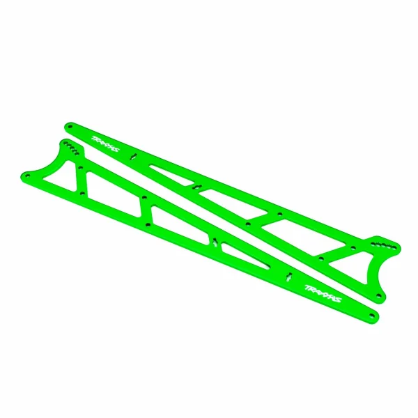 Traxxas Side plates, wheelie bar, green (Aluminium) (2)