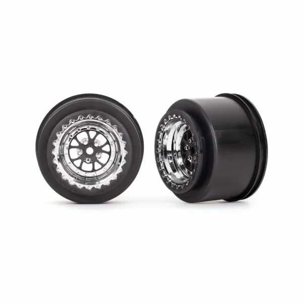 Traxxas Wheels, Weld chrome with black (rear) (2)