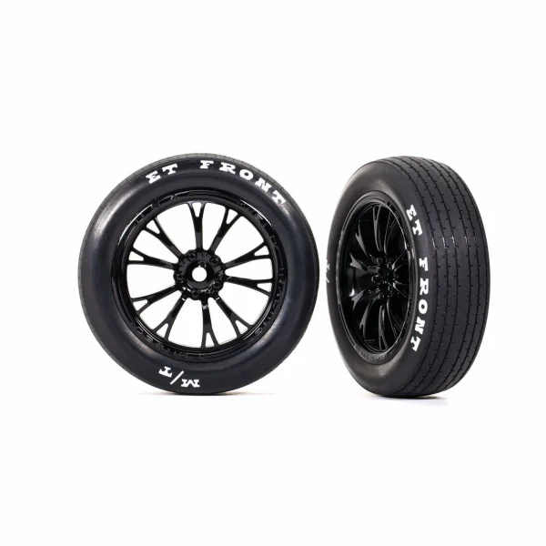 Traxxas Tyres + wheels, assembled, glued (Weld gloss black wheels, Tyres, foam inserts) (front) (2)