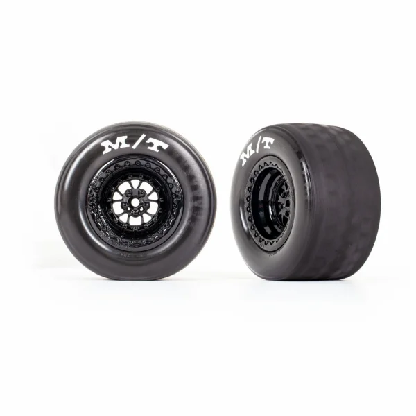 Traxxas Tyres + wheels, assembled, glued (Weld gloss black wheels, Tyres, foam inserts) (rear) (2)