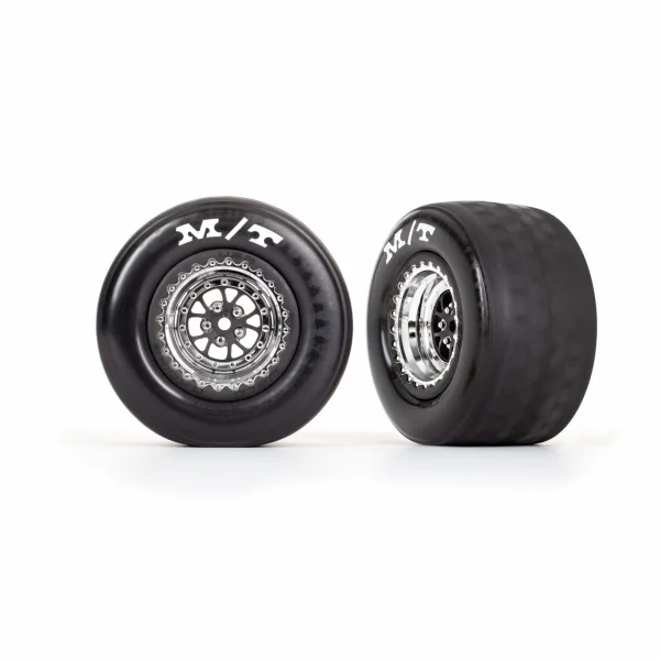 Traxxas Tyres + wheels, assembled, glued (Weld chrome with black wheels, Tyres, foam inserts) (rear) (2)