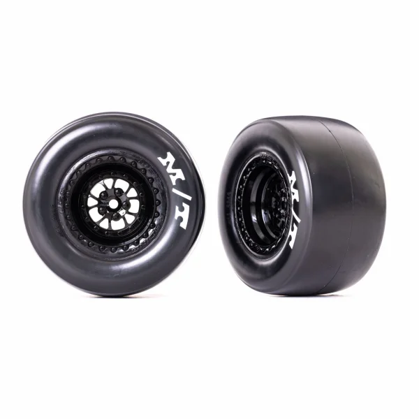 Traxxas Tyres + wheels, assembled, glued (Weld glossy black wheels, Mickey Thompson Drag Slicks, sticky compound, foam inserts) (rear) (2)