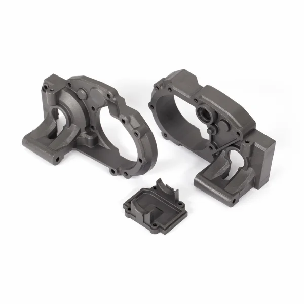 Traxxas Gearbox halves, left + right/ differential cover (charcoal gray)