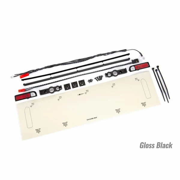 Traxxas LED lights, tail lights (red)/ zip ties (9)/ tail light housings (left + right)/ tailgate trim (black)