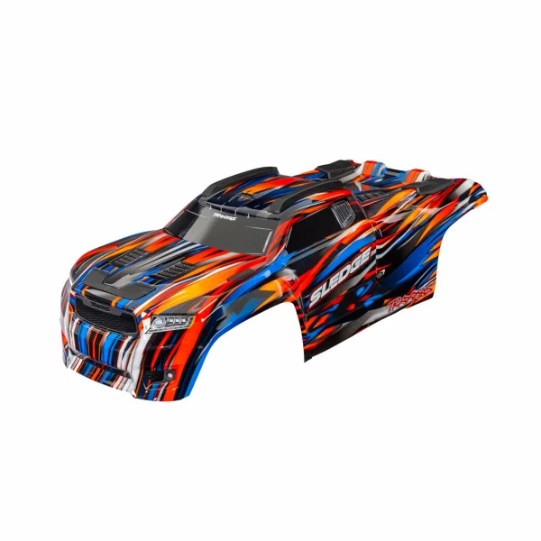 Traxxas Body, Sledge, Orange (painted, decals applied) (assembled with front + rear body mounts and rear body support for clipless mounting)