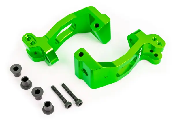 Traxxas Caster blocks (c-hubs), 6061-T6 aluminium (green-anodised), left + right/ kingpin bushings (4) — image 2 of 2