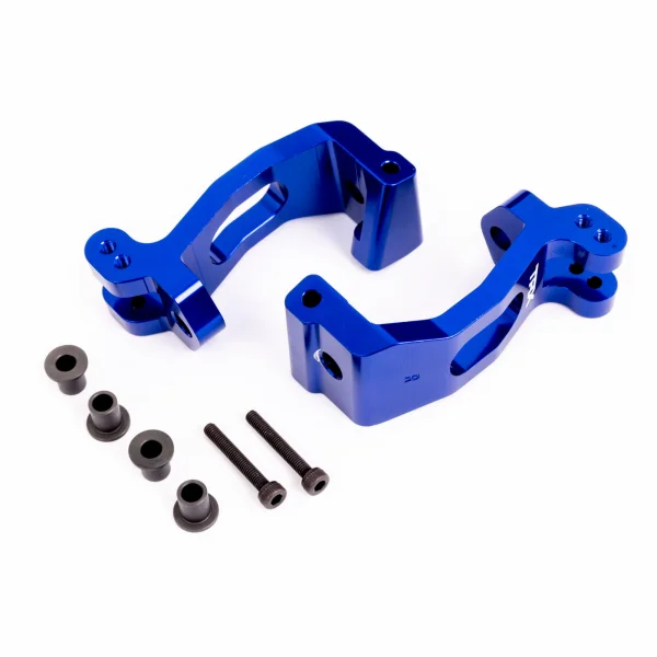 Traxxas Caster blocks (c-hubs), 6061-T6 aluminium (blue-anodised), left + right/ kingpin bushings (4)