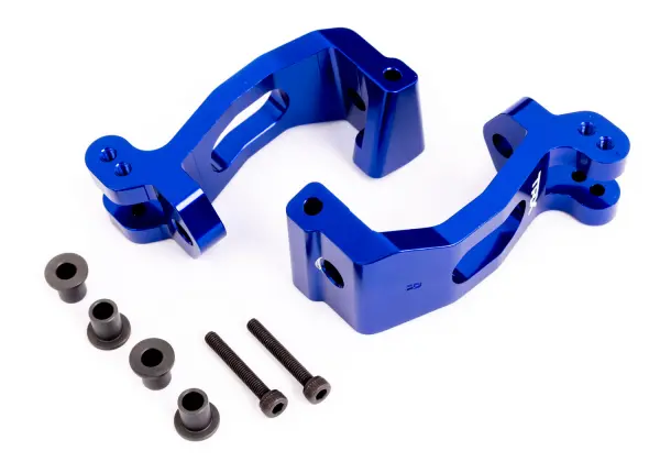 Traxxas Caster blocks (c-hubs), 6061-T6 aluminium (blue-anodised), left + right/ kingpin bushings (4) — image 2 of 2