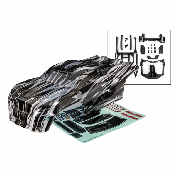 Traxxas Body, Sledge, ProGraphix (graphics are printed, requires paint + final color application)/ body mounts (front + rear)/ body support/ decal sheet