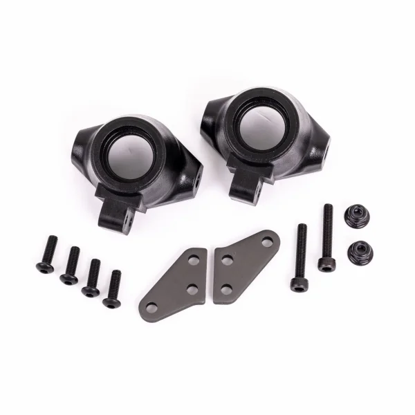 Traxxas Steering blocks, left + right / steering block arms (aluminium, dark titanium-anodised) (2) / 3x18mm CS (2) / M3x05mm NL (2)