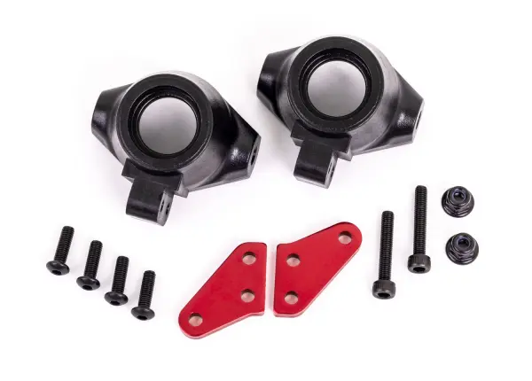Traxxas Steering block arms (aluminium, red-anodised) (2) / steering blocks, left + right — image 2 of 2
