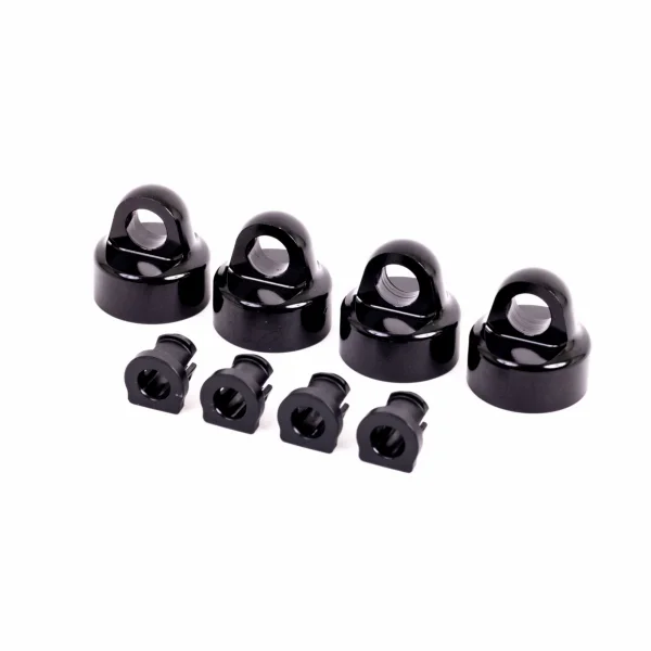 Traxxas Shock caps, aluminium (black-anodised), GT-MAXX Shocks (4) / spacers (4) (for Sledge)