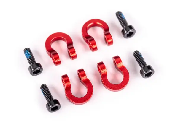 Traxxas Bumper D-rings, front or rear, 6061-T6 aluminium (red-anodised) (4)/ 1.6x5mm CS (with threadlock) (4) (fits 9734X or 9735X aluminium bumpers) — image 2 of 2
