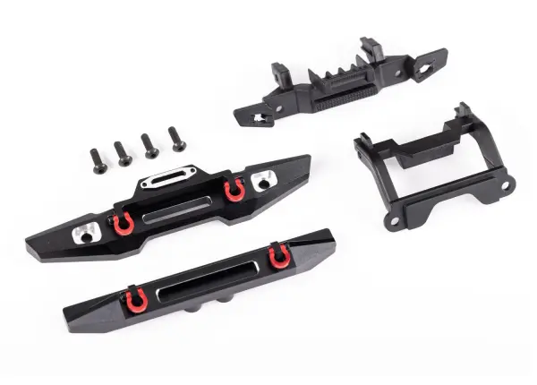 Traxxas Bumper, front (1), rear (1), 6061-T6 aluminium (black-anodised) (assembled with D-rings)/ bumper mounts (front + rear)/ 2.5x8mm BCS (with threadlock) (4) (fits TRX-4M Land Rover Defender) &mdash; image 2 of 2