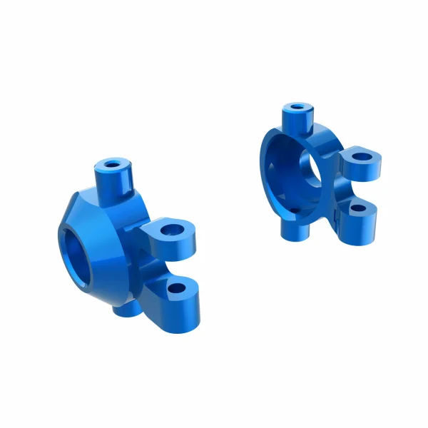 Traxxas Steering blocks, 6061-T6 aluminium (blue-anodised) (left + right)/ 2.5x12mm BCS (with threadlock) (2)/ 2x6mm SS (with threadlock) (4)