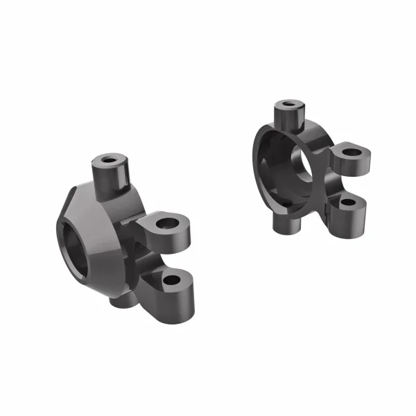 Traxxas Steering blocks, 6061-T6 aluminium (dark titanium-anodised) (left + right)/ 2.5x12mm BCS (with threadlock) (2)/ 2x6mm SS (with threadlock) (4)