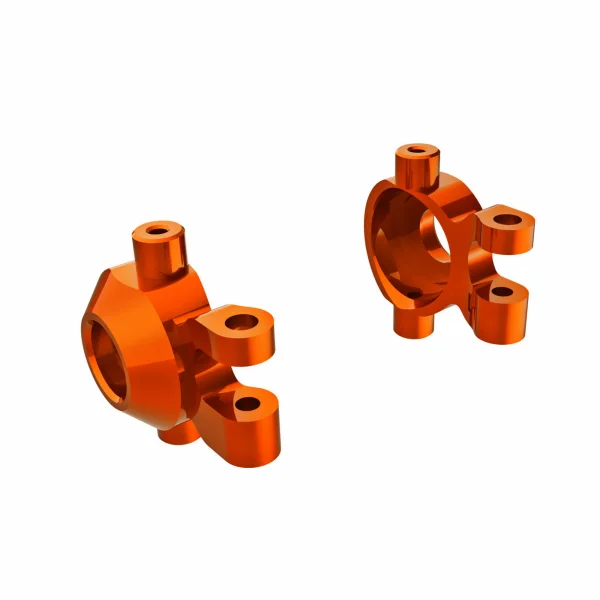 Traxxas Steering blocks, 6061-T6 aluminium (orange-anodised) (left + right)/ 2.5x12mm BCS (with threadlock) (2)/ 2x6mm SS (with threadlock) (4)