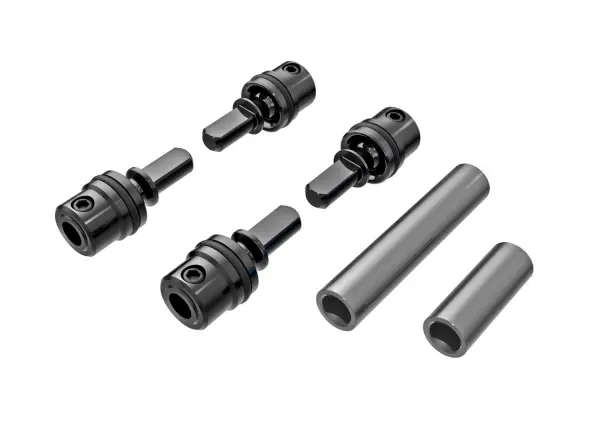 Traxxas Driveshafts, center, male (steel) (4)/ driveshafts, center, female, 6061-T6 aluminium (dark titanium-anodised) (front + rear)/ 1.6x7mm BCS (with threadlock) (4) &mdash; image 2 of 2