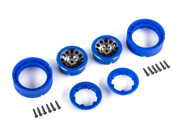 Traxxas Wheels, 1.0, Method Race Wheels 105 Beadlock (satin black chrome with blue beadlock) (2) — image 2 of 2