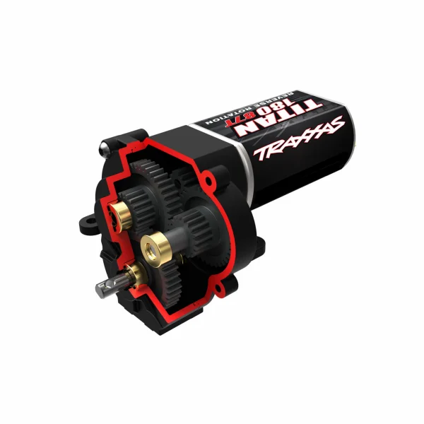 Traxxas Transmission, complete (high range (trail) gearing) (16.6:1 reduction ratio) (includes Titan 87T motor) ** CLEARANCE **