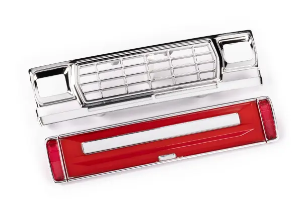 Traxxas Front grille/ tailgate panel (red)/ LED lenses (rear, left + right) (fits 9812 body) — image 2 of 2
